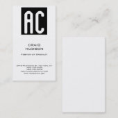 モノグラムモダン白黒プレーン名刺 名刺 (正面/裏面)