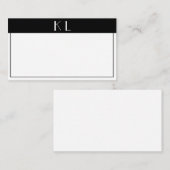 モノグラムモダン白黒ミニマリスト ノートカード (正面/裏面)