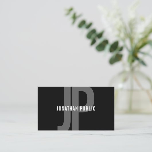 モノグラムモダン白黒ミニマルテンプレート 名刺 (スタンド正面)