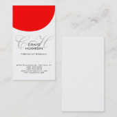モノグラムモダン白黒レッドビジネスカード 名刺 (正面/裏面)
