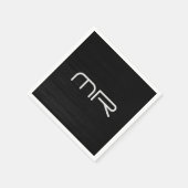 モノグラムモダン白黒名イニシャル スタンダードカクテルナプキン (角)