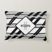 モノグラムモダン白黒抽象芸術パターン アクセントクッション (裏面)