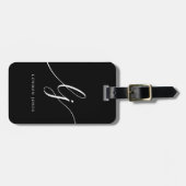 モノグラムモダン白黒書道イニシャル ラゲッジタグ (正面横)