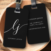 モノグラムモダン白黒書道イニシャル ラゲッジタグ