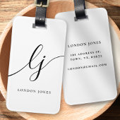 モノグラムモダン白黒書道イニシャル ラゲッジタグ