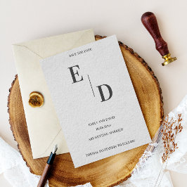 モノグラムモダン白黒結婚式の日付を保存 案内ポストカード