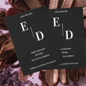 モノグラムモダン白黒結婚式の日付を保存 案内状