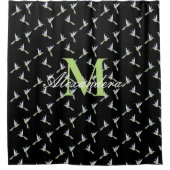 モノグラムモダン白黒金ゴールドエレガントストライプ シャワーカーテン (正面)