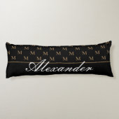 モノグラムモダン白黒金ゴールドエレガントバスマット ボディピロー (裏面)