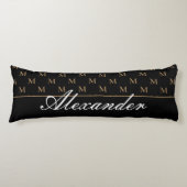 モノグラムモダン白黒金ゴールドエレガントバスマット ボディピロー (正面)