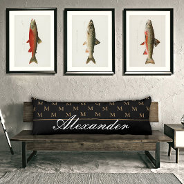 モノグラムモダン白黒金ゴールドエレガントバスマット ボディピロー