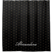 モノグラムモダン白黒金ゴールドエレガント シャワーカーテン (正面)