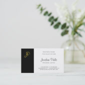 モノグラムモダン白黒金ゴールド会社テンプレート 名刺 (スタンド正面)