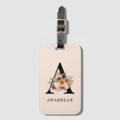 モノグラムモダン秋秋水彩花模様 ラゲッジタグ (正面縦)