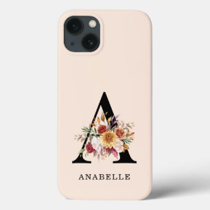 モノグラムモダン秋秋水彩花模様 iPhone 13ケース