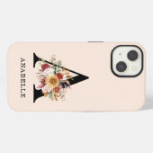 モノグラムモダン秋秋水彩花模様 iPhoneケース (裏面横)