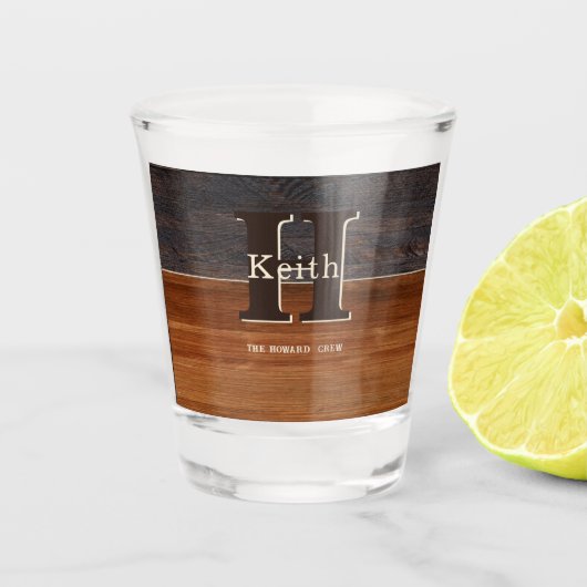 モノグラムモダン素朴ウッドトーンブラウン ショットグラス (正面)