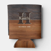 モノグラムモダン素朴ウッドトーンブラウン 缶クーラー (裏面)