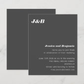 モノグラムモダン結婚式招待状 ブラック 安価 (正面/裏面)