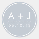 モノグラムモダン結婚式用シール |石板 ラウンドシール (正面)