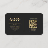 モノグラムモダン職業セラピストブラック 名刺 (裏面)