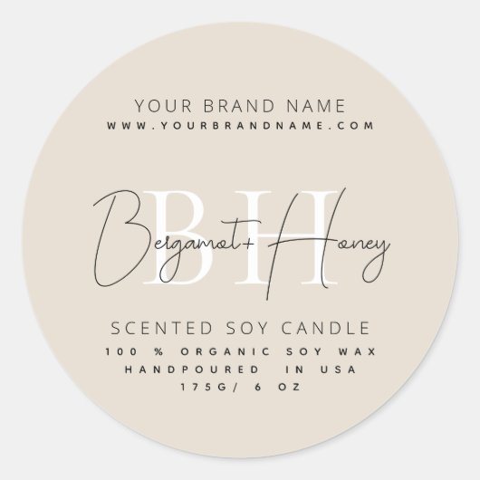 モノグラムモダン脚蝋燭台 ラウンドシール (正面)