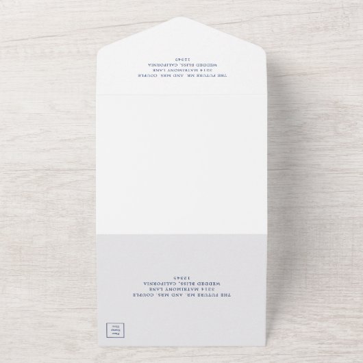 モノグラムモダン航海のいかりエレガントな結婚式 オールインワン招待状 (外側)