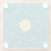 モノグラムモダン薄紫イエローベリーパターン ガラスコースター (裏面)