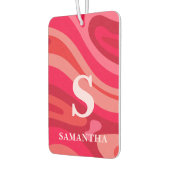 モノグラムモダン赤ピンクパターン カーエアーフレッシュナー (左)