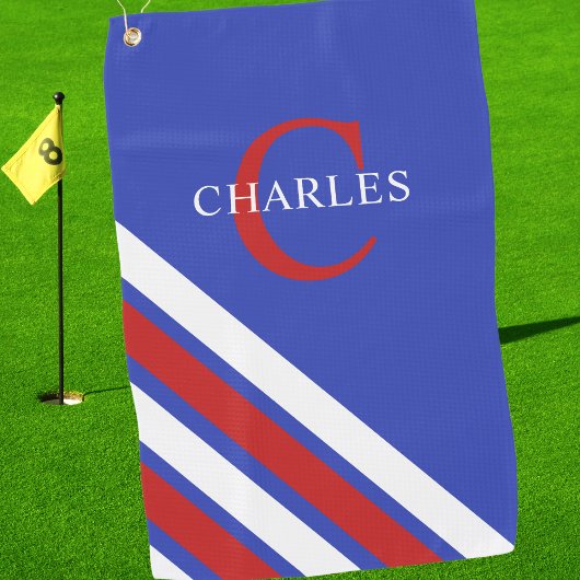 モノグラムモダン赤白青ゴルフ ゴルフタオル