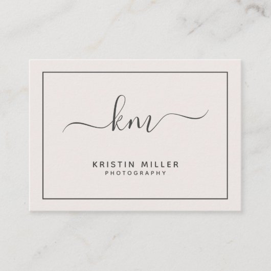 モノグラムモダン赤面とグレーソーシャルメディア 名刺 (正面)