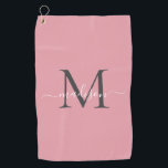 モノグラムモダン赤面ピンクグレーガーリーシックなスクリプト ゴルフタオル<br><div class="desc">モダン赤面ピンクグレーモノグラムエレガントスクリガーリープト名ゴルフタオル</div>