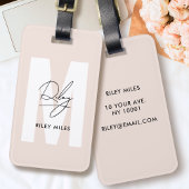 モノグラムモダン赤面ピンクスクリプトシグネチャーシック ラゲッジタグ