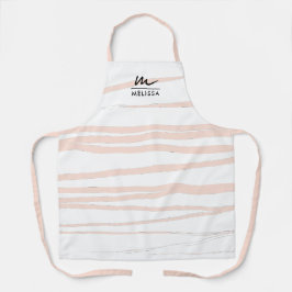 モノグラムモダン赤面ピンクラインズ抽象芸術アート エプロン