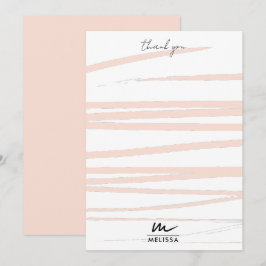 モノグラムモダン赤面ピンクラインズ抽象芸術アート サンキューカード
