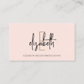 モノグラムモダン赤面ピンク 名刺 (正面)