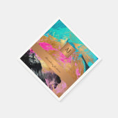 モノグラムモダン金ゴールドエレガント抽象芸術カラフル スタンダードカクテルナプキン (角)