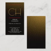 モノグラムモダン金ゴールドカラー名刺 名刺 (正面/裏面)