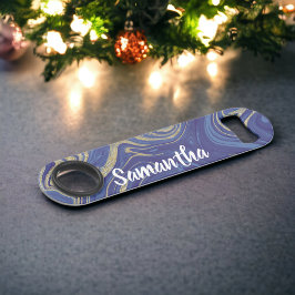 モノグラムモダン金ゴールドグリッターマーブルブルー スピード栓抜き