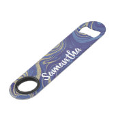 モノグラムモダン金ゴールドグリッターマーブルブルー スピード栓抜き (正面アングル)