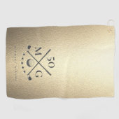 モノグラムモダン金ゴールドゴルファー誕生日ゴルフ ゴルフタオル (横)