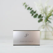 モノグラムモダン金ゴールドシルバーテンプレートラグジュアリーシルク 名刺 (スタンド正面)