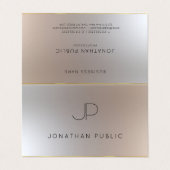 モノグラムモダン金ゴールドシルバールックエレガントテンプレート 名刺 (外部フラット)