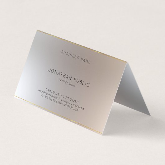 モノグラムモダン金ゴールドシルバールックエレガントテンプレート 名刺 (裏面)