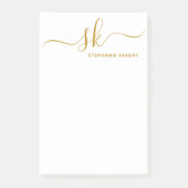 モノグラムモダン金ゴールドスクリプト書道カスタム ポストイット (正面)