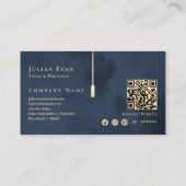 モノグラムモダン金ゴールドネイビーブルー 名刺 (裏面)