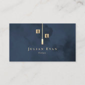 モノグラムモダン金ゴールドネイビーブルー 名刺 (正面)