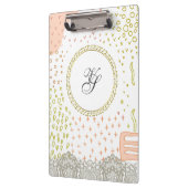 モノグラムモダン金ゴールドパターンヴィンテージ素朴 クリップボード (左)