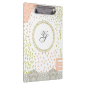 モノグラムモダン金ゴールドパターンヴィンテージ素朴 クリップボード (右)