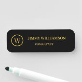 モノグラムモダン金ゴールドブラックビジネスカード 名札 (インサイチュ)